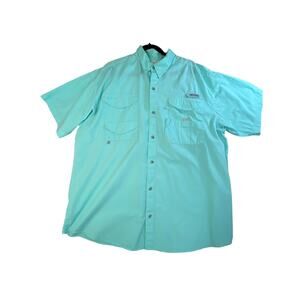COLUMBIA PFG Button Shirt MENS XL Sea Green Outdoor Fishing Golf